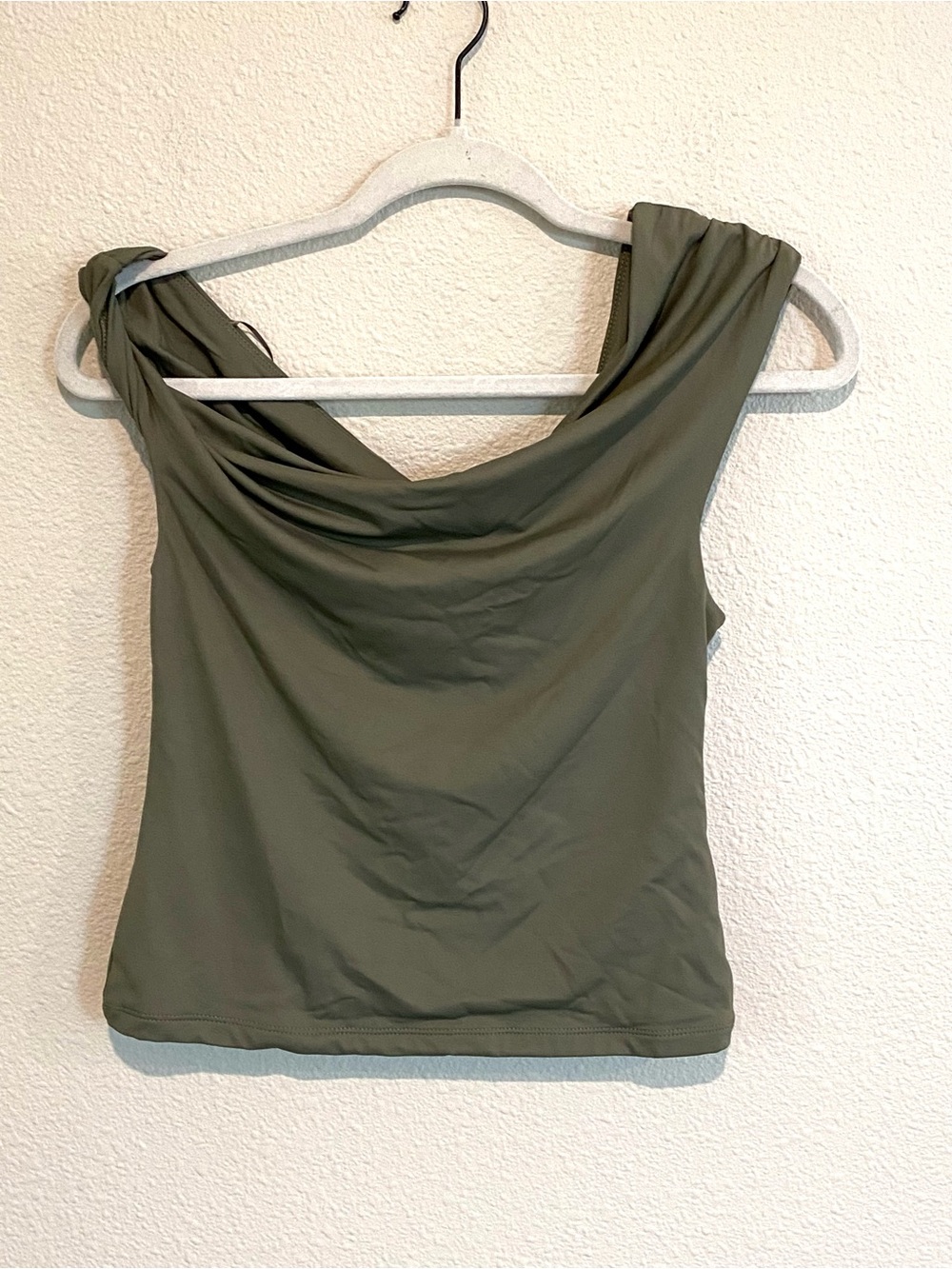 Camila Coelho Olive Draped Neck Tank Top